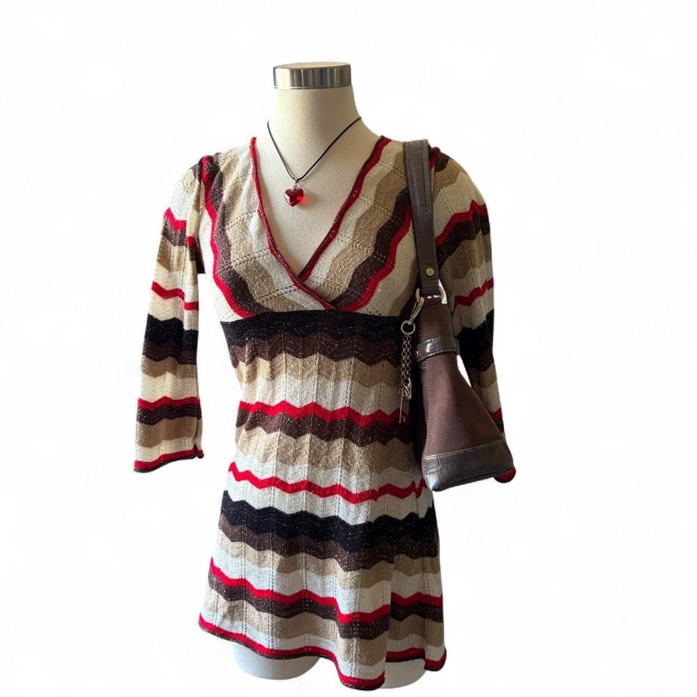 Windsor Y2K fall chevron dress size small Whimsy Gilmore 3/4 sleeve knit